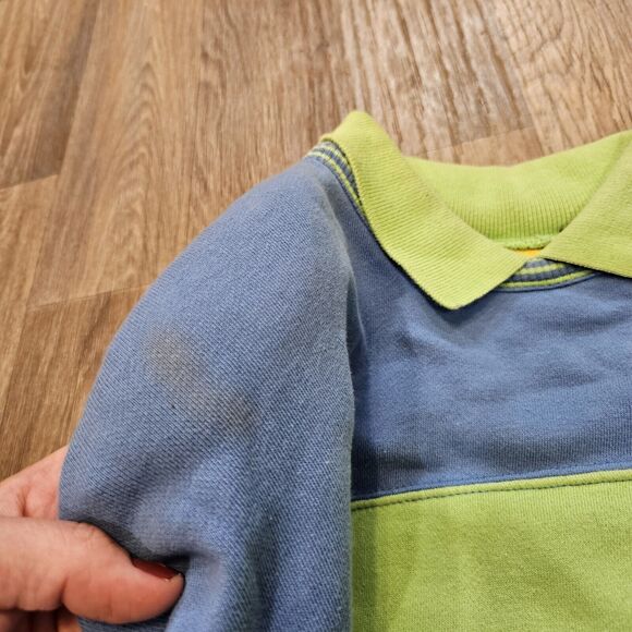 Vtg Lizwear Liz Claibirne Colorblock Sweatshirt Womens M Green Blue Collared - Picture 3 of 9